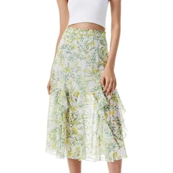 Alice + Olivia Jocelyn Maxi Eyelet Godet Skirt - Picture 1 of 4